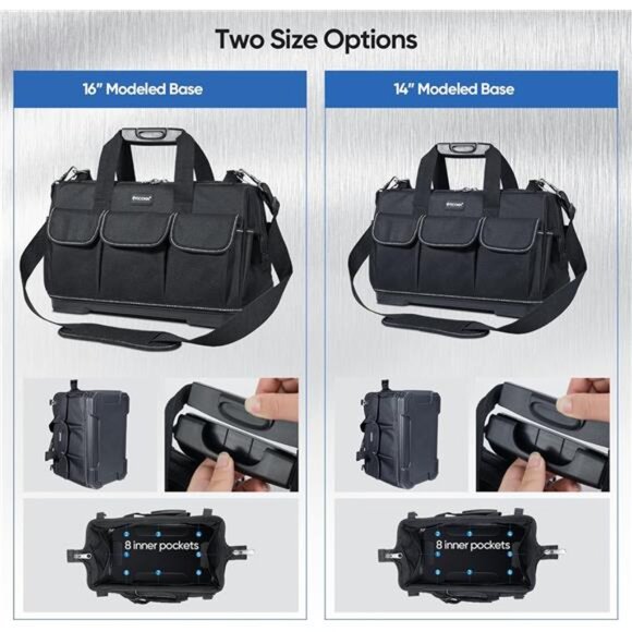 Tool Bag with Multi-Pockets Wide Mouth Tool Tote with Safety Reflective Straps - Picture 6 of 7